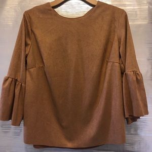 Nordstrom - Tan Sueded Bell Sleeved Top
